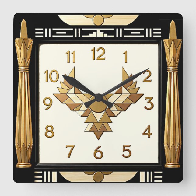 Art Deco Square Wall Clock (Front)