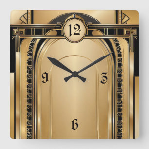 Art Deco Square Wall Clock