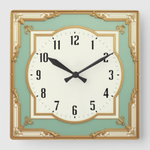 Art Deco Square Wall Clock