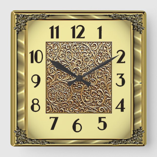 Art Deco Square Wall Clock (Front)
