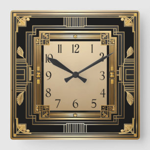 Art Deco Square Wall Clock