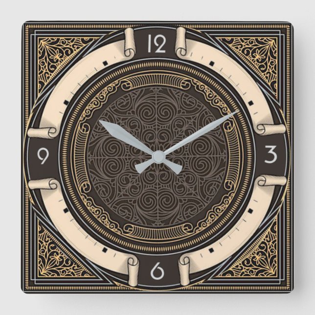 Art Deco Square Wall Clock (Front)