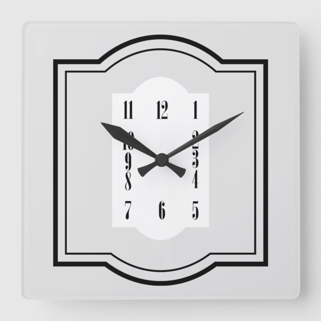 Art Deco Square Wall Clock (Front)