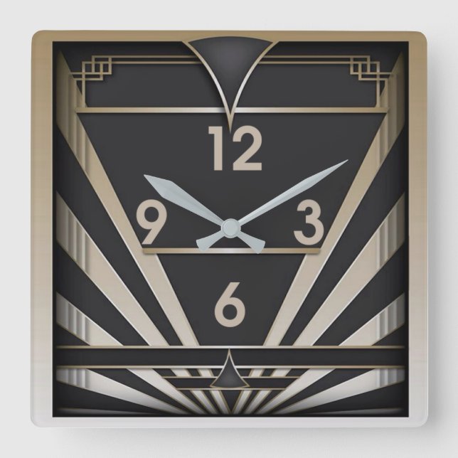 Art Deco Square Wall Clock (Front)