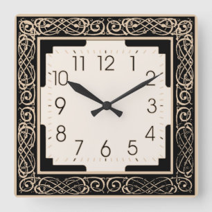 Art Deco Square Wall Clock