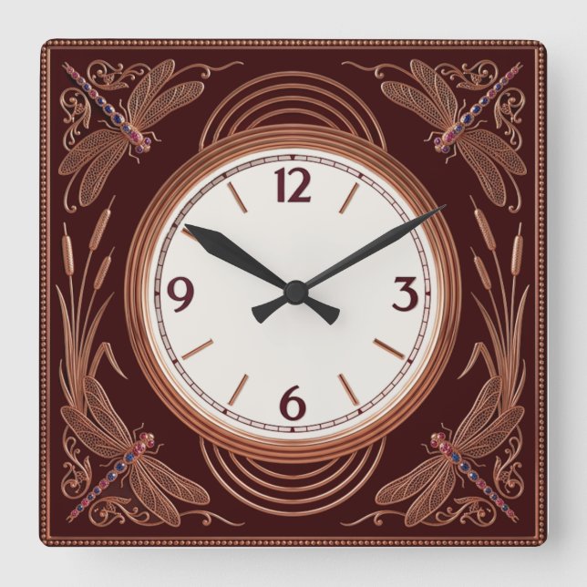 Art Deco Square Wall Clock (Front)