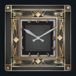 Art Deco Square Wall Clock<br><div class="desc">Great clock design. You will love it like others. Be free to use this design for other product you like or to customise and add your text. Follow me for more. Thank you. Have a nice day.</div>