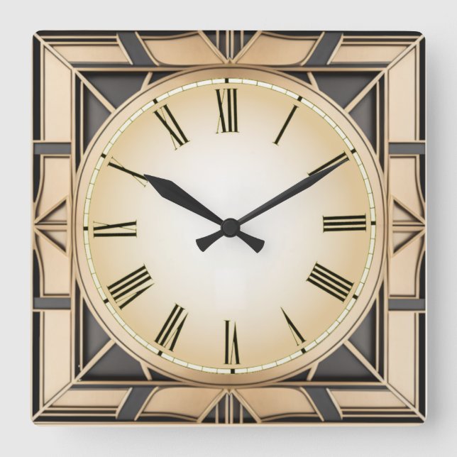 Art Deco Square Wall Clock (Front)