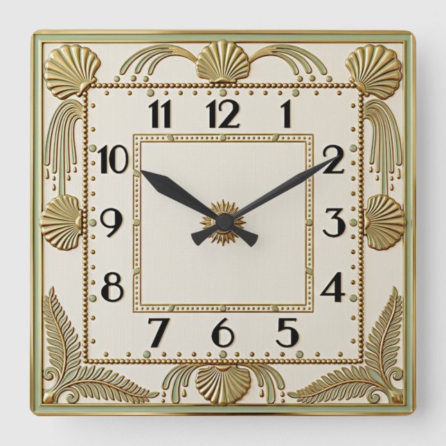 Art Deco Square Wall Clock (Front)