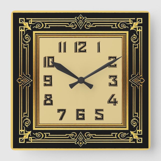 Art Deco Square Wall Clock (Front)