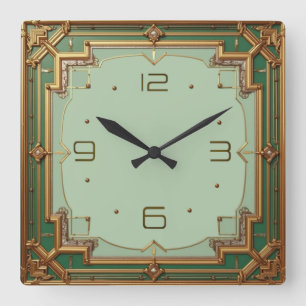 Art Deco Square Wall Clock
