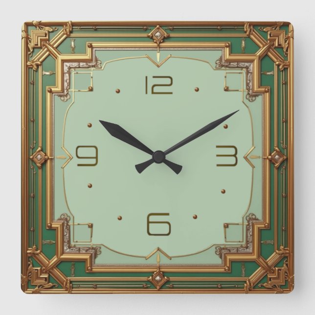 Art Deco Square Wall Clock (Front)