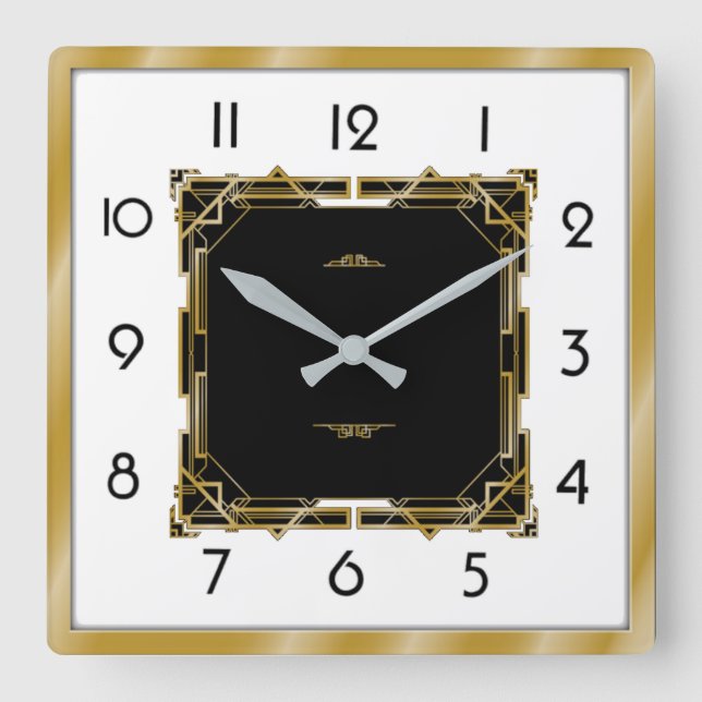 Art Deco Square Wall Clock (Front)