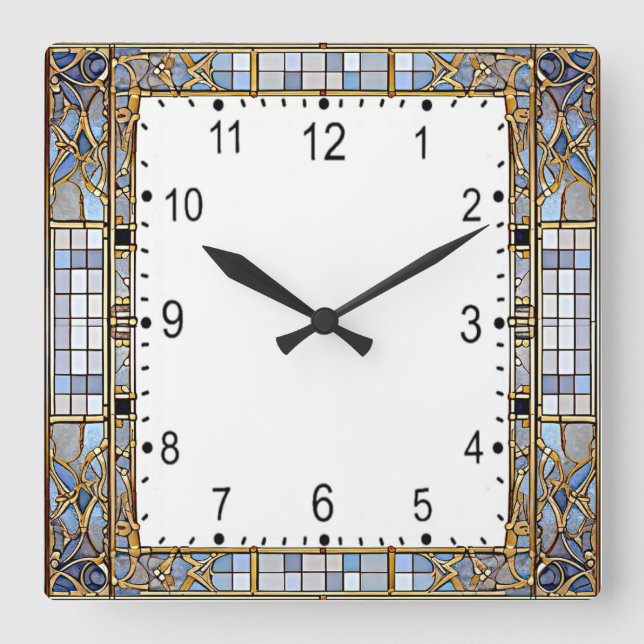 Art Deco Square Wall Clock (Front)