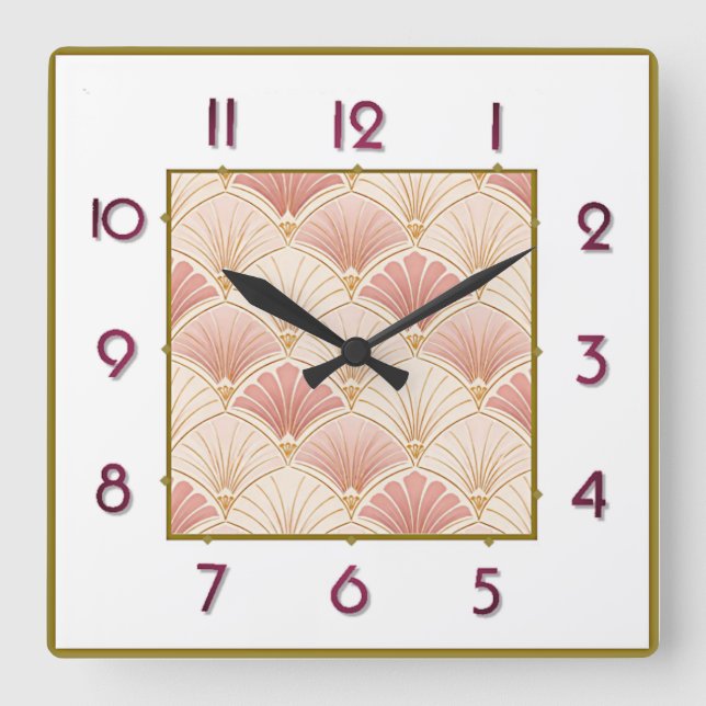 Art Deco Square Wall Clock (Front)