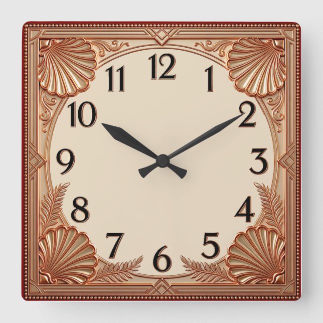 Art Deco Square Wall Clock (Front)
