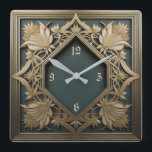Art Deco Square Wall Clock<br><div class="desc">Great clock design. You will love it like others. Be free to use this design for other product you like or to customise and add your text. Follow me for more. Thank you. Have a nice day.</div>