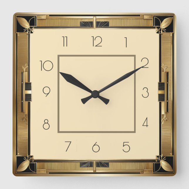 Art Deco Square Wall Clock (Front)