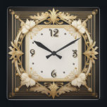 Art Deco Square Wall Clock<br><div class="desc">Great clock design. You will love it like others. Be free to use this design for other product you like or to customise and add your text. Follow me for more. Thank you. Have a nice day.</div>