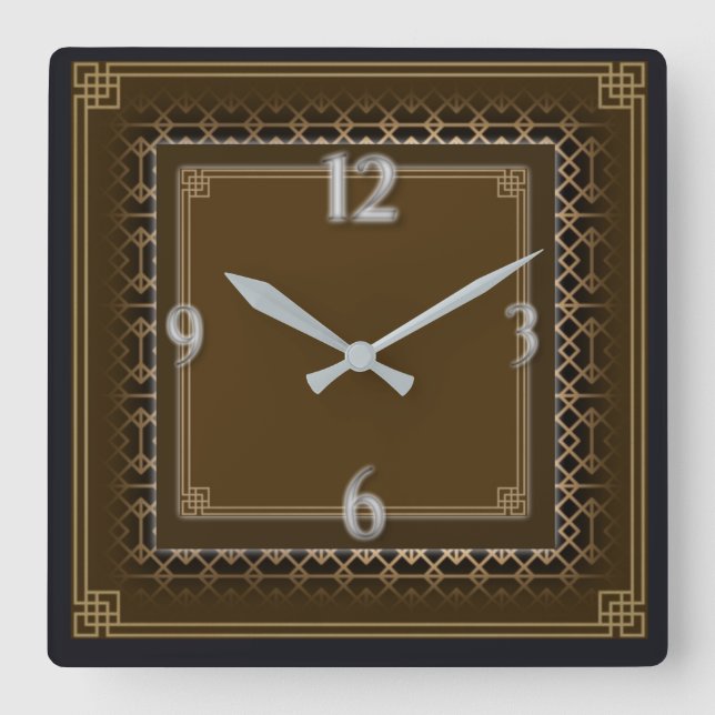Art Deco Square Wall Clock (Front)