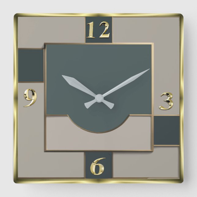 Art Deco Square Wall Clock (Front)