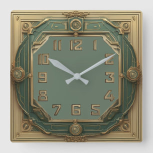 Art Deco Square Wall Clock