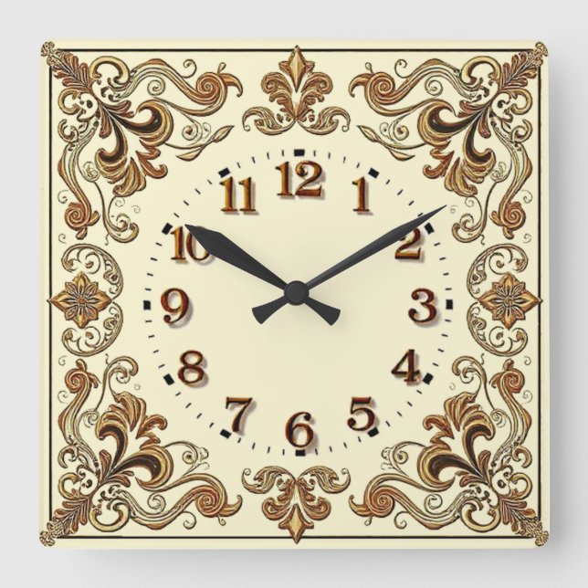 Art Deco  Square Wall Clock (Front)