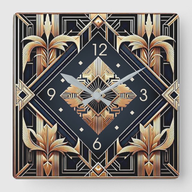 Art Deco Square Wall Clock (Front)