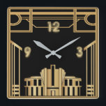 Art Deco Square Wall Clock<br><div class="desc">Great Art Deco clock design. You will love it like others. Be free to use this design for other product or to customise and add your text. Follow me for more. Thank you. have a nice day.</div>