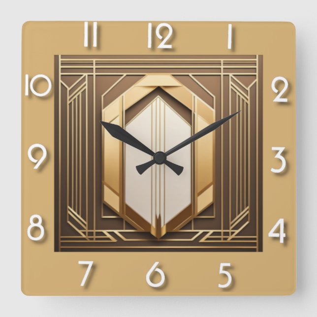 Art Deco Square Wall Clock (Front)