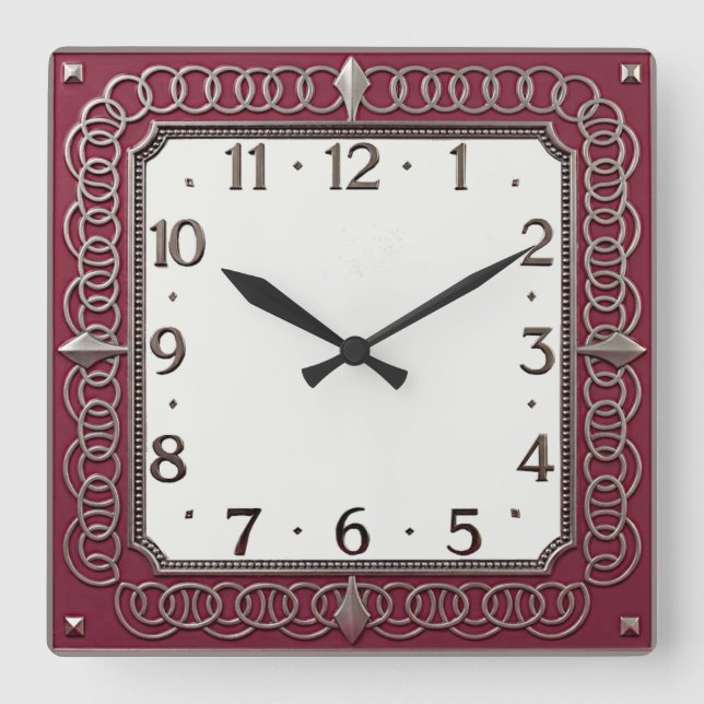 Art Deco Square Wall Clock (Front)