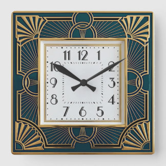 Art Deco Square Wall Clock