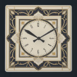 Art Deco Square Wall Clock<br><div class="desc">Great clock design. You will love it like others. Be free to use this design for other product you like or to customise and add your text. Follow me for more. Thank you. Have a nice day.</div>