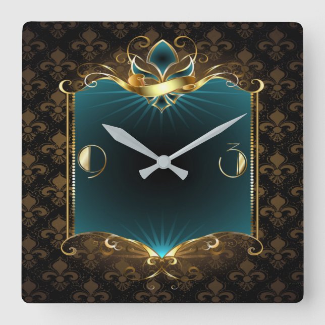 Art Deco Square Wall Clock (Front)