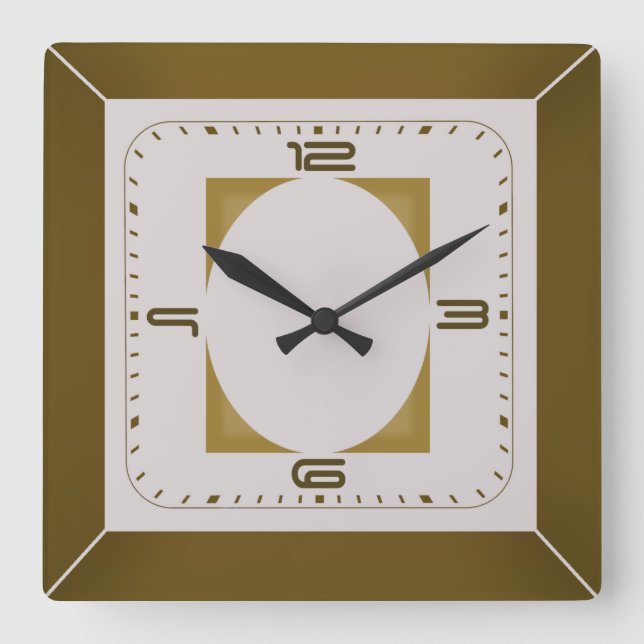 Art Deco Square Wall Clock (Front)