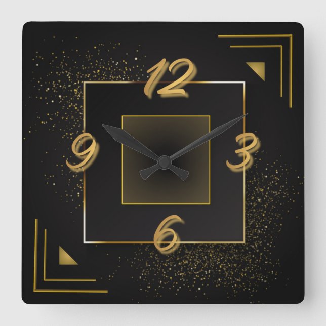 Art deco square wall clock (Front)