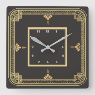 Art deco square wall clock