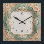 Art Deco Square Wall Clock<br><div class="desc">Great clock design. You will love it like others. Be free to use this design for other product you like or to customize and add your text. Follow me for more. Thank you. Have a nice day.</div>
