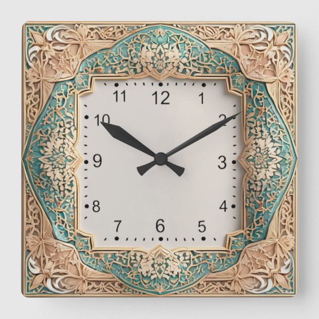 Art Deco Square Wall Clock (Front)
