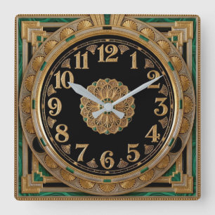 Art Deco Square Wall Clock