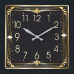 Art Deco Square Wall Clock<br><div class="desc">Great clock design. You will love it like others. Be free to use this design for other product you like or to customise and add your text. Follow me for more. Thank you. Have a nice day.</div>
