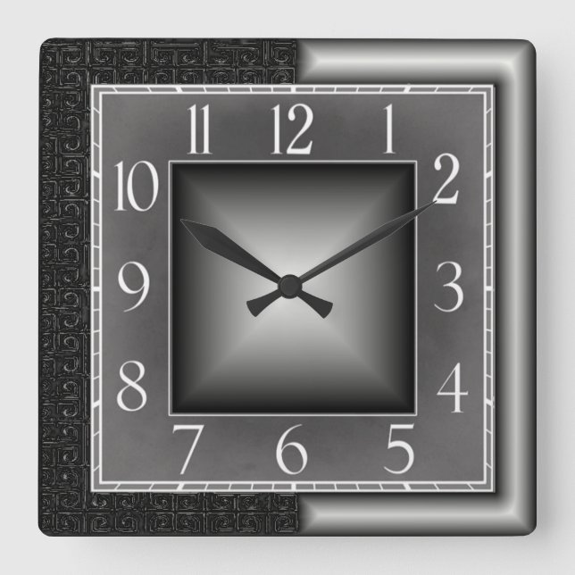 Art Deco Square Wall Clock (Front)