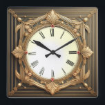 Art Deco Square Wall Clock<br><div class="desc">Great clock design. You will love it like others. Be free to use this design for other product you like or to customise and add your text. Follow me for more. Thank you. Have a nice day.</div>