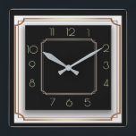 Art Deco Square Wall Clock<br><div class="desc">Great clock design. You will love it like others. Be free to use this design for other product you like or to customise and add your text. Follow me for more. Thank you. Have a nice day.</div>