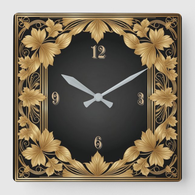 Art Deco Square Wall Clock (Front)