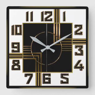 Art Deco Square Wall Clock