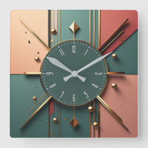 Art Deco Square Wall Clock