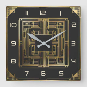 Art Deco Square Wall Clock