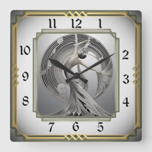Art Deco  Square Wall Clock