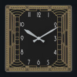 Art Deco Square Wall Clock<br><div class="desc">Great clock design. You will love it like others. Be free to use this design for other product you like or to customise and add your text. Follow me for more. Thank you. Have a nice day.</div>